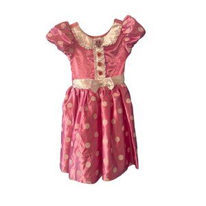 Disney Minnie Mouse Pink Polka Dot Dress 7/8‎ Girls Costume Satin Finish